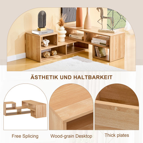 Modular TV Stand with Open Storage Shelves Light Wood Entertainment Center