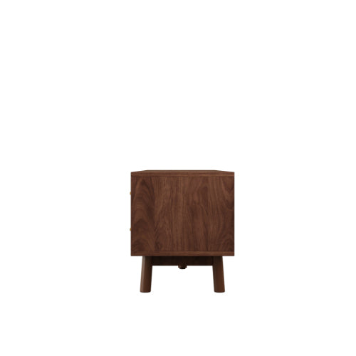 70.87 inch Dark Brown PE Rattan TV Stand 4 Drawer Pine Leg Media Console Fits Up To 80 Inch TV