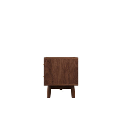 70.87 inch Dark Brown PE Rattan TV Stand 4 Drawer Pine Leg Media Console Fits Up To 80 Inch TV