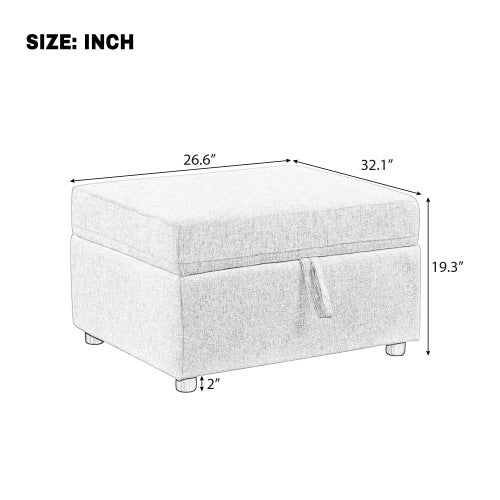 26.6 inch inch x32.1 inch inch Gray Chenille Movable Storage Ottoman, 250 LBS Capacity Footrest for Living Room Bedroom