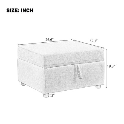 26.6 inch inch x32.1 inch inch Gray Chenille Movable Storage Ottoman, 250 LBS Capacity Footrest for Living Room Bedroom