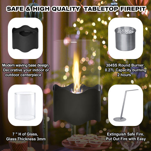 Wave-shaped Tabletop Bio Ethanol Fireplace Indoor Outdoor