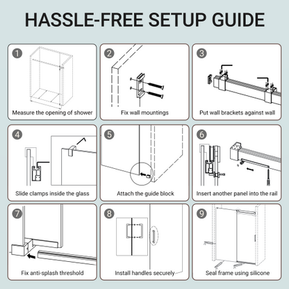 56" - 60" (W) x 76" (H) Frameless Soft-closing Shower Door, 1/4" (6mm) Tempered Glass Single Sliding with Explosion-proof Coating, Matte Black 24D01-60MBX