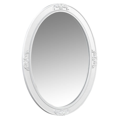 Silver Luxury Oval?Mirror Vanity Desk, 41.0 inch *17.5 inch  Tabletop, 3 Drawers, Elegant Console Table for Entryway & Bedroom
