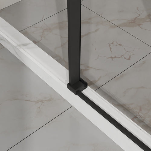 Goodyo 60" W x 72" H Sliding Shower Door, Frameless Sleek Glass Shower Door, 1/4" (6mm) Thick Tempered Clear Glass with Easy-clean Coating, Stainless Steel Hardware, Matte Black