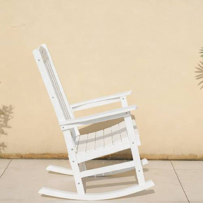 Rocking chair white color, suitable for all seasons: Outdoor lounge chair, made of sturdy HIPS material