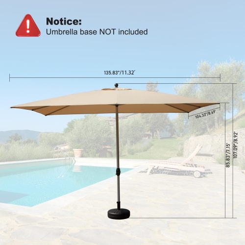 Rectangle Patio Umbrella with Crank Lift , Beige (Base not included)