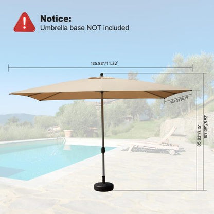 Rectangle Patio Umbrella with Crank Lift , Beige (Base not included)