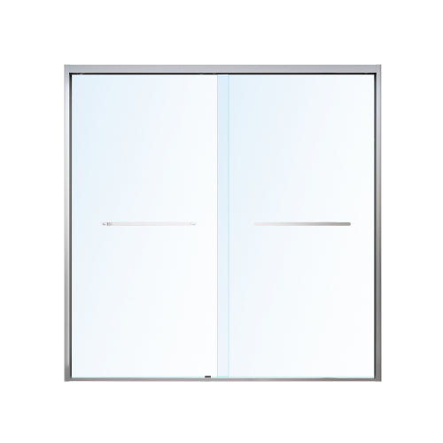 56-60*60 INCH Frame Double Sliding soft-close Shower Doors, Bathroom Sliding Shower Door, (6mm) Thick SGCC Tempered Glass Door For Bathroom Door ,Brushed Nickel