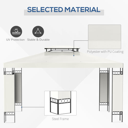 Outsunny 10' x 13' Patio Gazebo, Double Roof Outdoor Gazebo Canopy Shelter with Screen Decorate Corner Frame, for Garden, Lawn, Backyard and Deck, Cream White