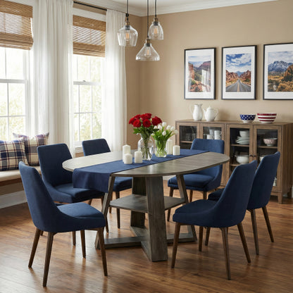 Extendable Round Dining Table for 4-8, Modern Oval Kitchen Table with Storage Shelf, Gray
