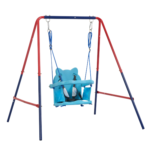 XNS067B green and blue interesting 2 in 1 baby swing mental plastic safe swing set 110lbs for outdoor playground for age 3+