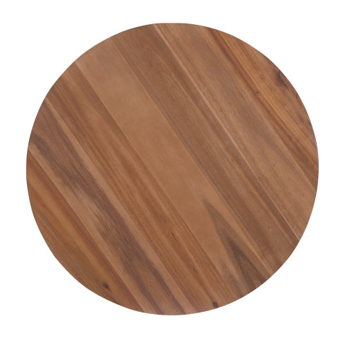 30inch  Acacia Solid Wood Round Coffee Table, Natural & Black Floating Top Accent Table