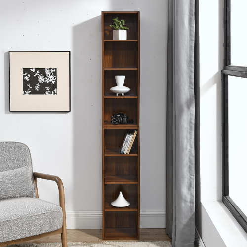70.9 Inch 8-Tier Detachable Adjustable Slim Media Storage Tower Home Narrow Bookcase