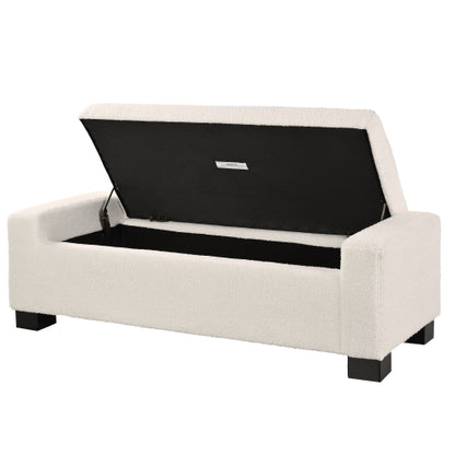 50inch  Ottoman Bench in Textured Fabric, Rectangular Design with Hinged Lid for Seating, Footrest, and Hidden Storage, Perfect for Living Room, Bedroom, or Entryway
