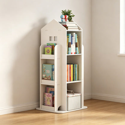 4-Tier Rotating Kids Bookshelf with 360° Swivel Base White
