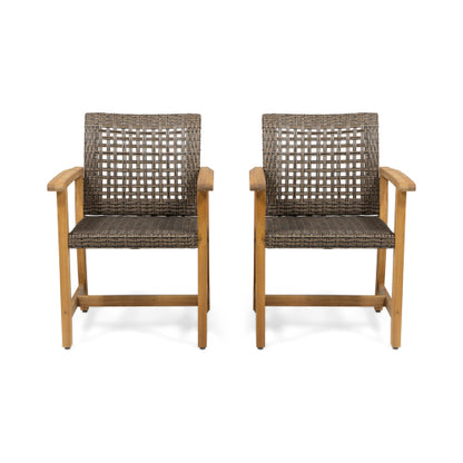 HAMPTON WOOD AND WICKER DINING CHAIR( SET OF 2 )