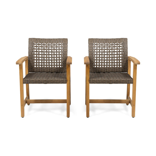 HAMPTON WOOD AND WICKER DINING CHAIR( SET OF 2 )