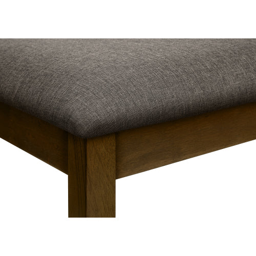 Bench, 44inch  Rectangular, Upholstered, Wood, Dining Room, Kitchen, Entryway, Brown Solid Wood, Brown Fabric, Transitional