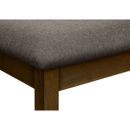 Bench, 44inch  Rectangular, Upholstered, Wood, Dining Room, Kitchen, Entryway, Brown Solid Wood, Brown Fabric, Transitional
