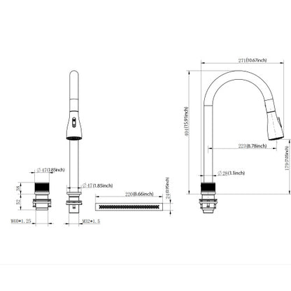 33" Undermount Waterfall Kitchen Sink - 33 x 16.72 x 10 inch Single Bowl 16 Gauge Stainless Steel Ledge Workstation Kitchen Sinks with Pull-Down Faucet & Cup Washer