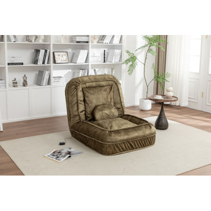 Human-Size Upholstered Dog-Style Floor Sofa,5-Position Adjust & Massage Pillow