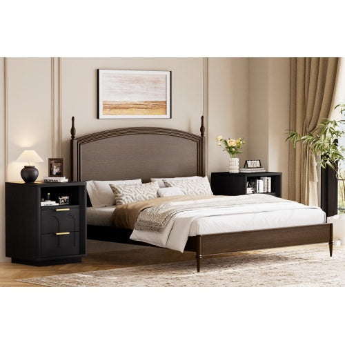 Black 2-Pack Nightstands with Charging Station
