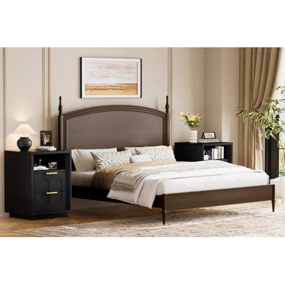 Black 2-Pack Nightstands with Charging Station
