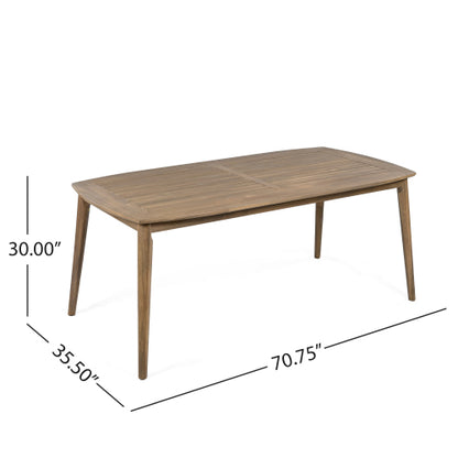 Acacia Wood Dining Table 8-Person Outdoor Table, Farmhouse Furniture for Patio, Garden, Backyard, Light Brown 180 LBS Weight Capacity 70.75"L