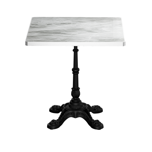 Marble-Look Sintered Stone Square Table - Heavy-Duty Cast Iron Base for Bistro, Cafe, Bar & Home Use