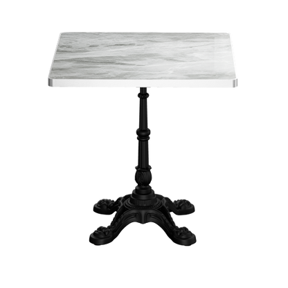 Marble-Look Sintered Stone Square Table - Heavy-Duty Cast Iron Base for Bistro, Cafe, Bar & Home Use
