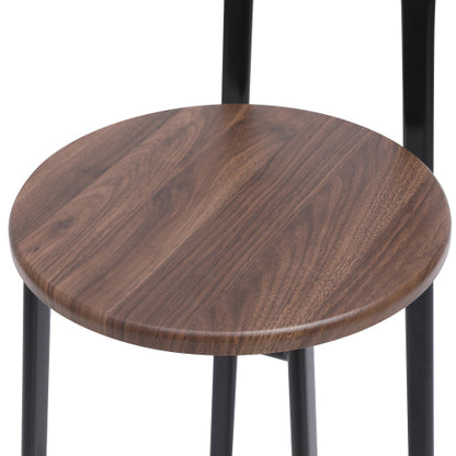 Bar Stool Set of 3 Counter Height Barstools with Back Armless Dining Chairs for Kitchen Island (Black & Walnut Brown)