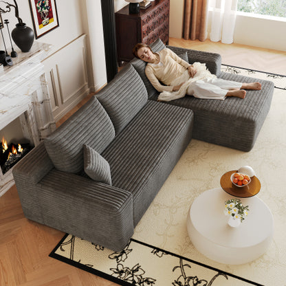 103 inch  Dark Grey L-Shape Cloud Deep-Seat Corner Sectional Sofa, No Assembly