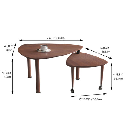 360° Rotatable Coffee Table, Walnut Veneer, Large Size