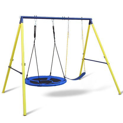 2 in 1 Swing Set With Hammock Swing, Belt Swing for Backyard