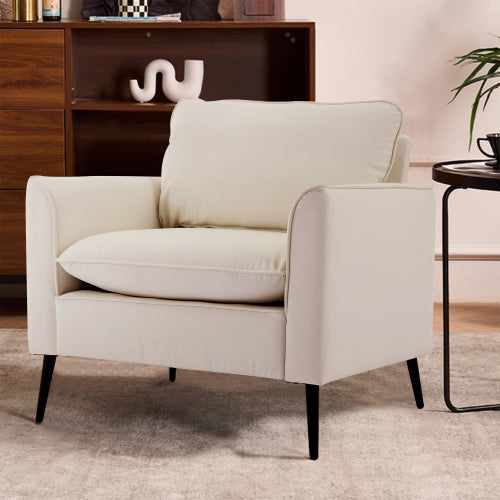 2-PCS Cream-White Cat-Paw Faux-Leather Nordic Retro Light-Luxury Single Sofa Chair