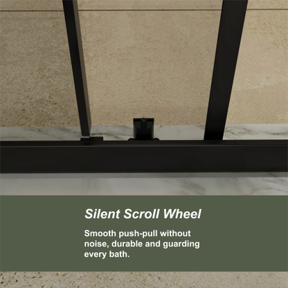 60.in W x 72.in H Single Sliding Shower Door, 1/5 inch Thick Clear Tempered Glass Shower Door with Stainless Steel Handle, Black