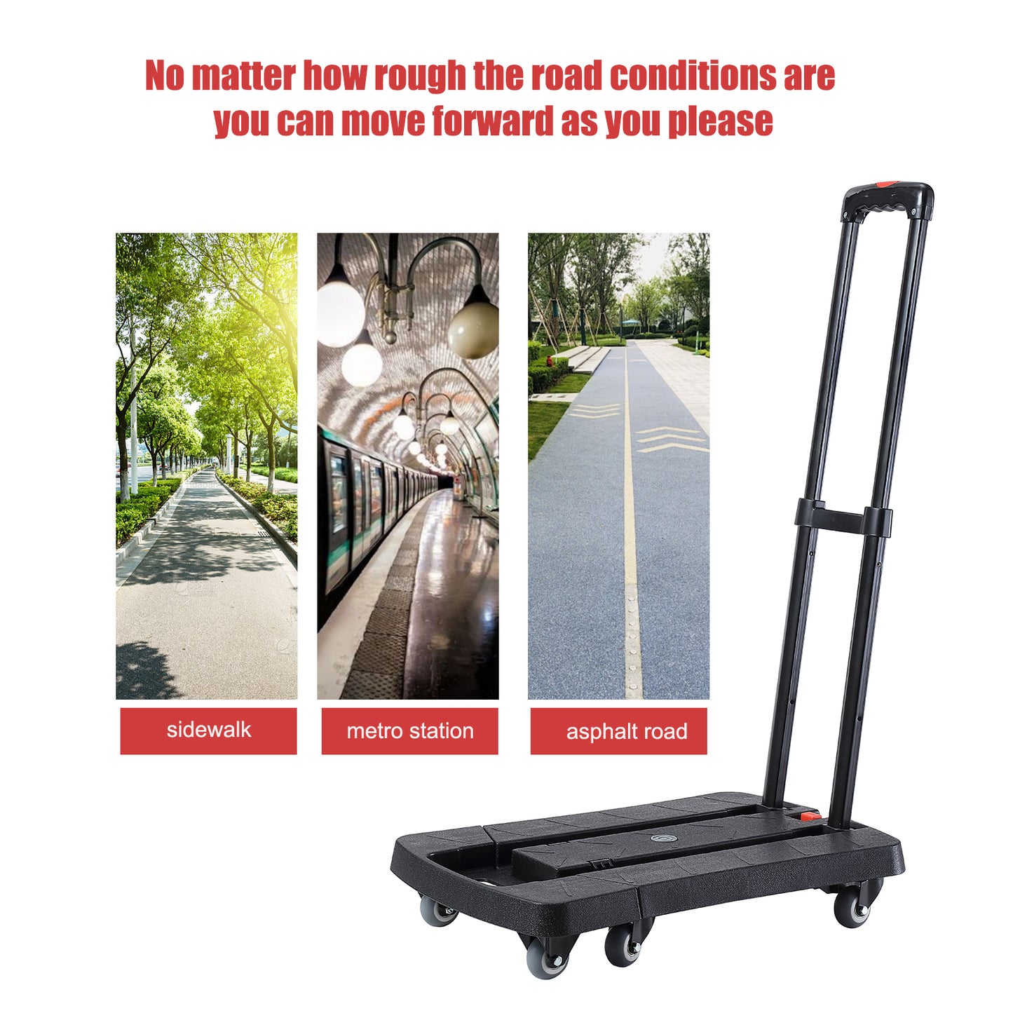 330 lbs. Folding Hand Truck, Dolly Cart for Moving, 6 Wheels Telescoping Hand Cart for Travel House Office Moving