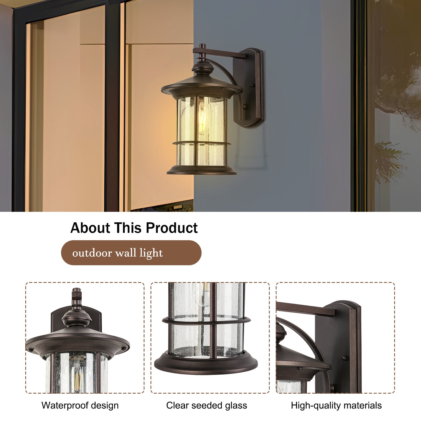 1-Light Black Outdoor Wall Sconce (1-Pack)