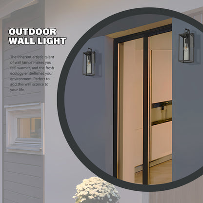 1-Light Matte Black Sensing Outdoor Hardwired Wall Sconce with No Bulb Included