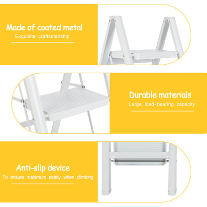 3-Step Iron Folding Step Stool Ladder 330 lbs. Load Capacity Type IA Duty Rating (5.38 ft. Reach Height), White Questions & Answers