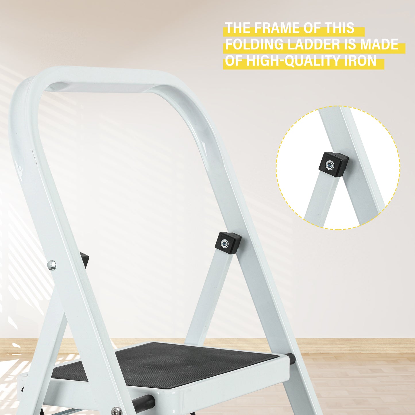 4-Step Iron Folding Step Stool Ladder 330 lbs. Load Capacity Type IA Duty Rating (5.51 ft. Reach Height), White
