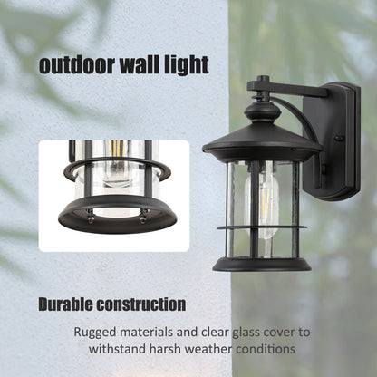 1 Waterproof Outdoor Wall Light, Clear Glass Sheet Outdoor Wall Light, Matte Black
