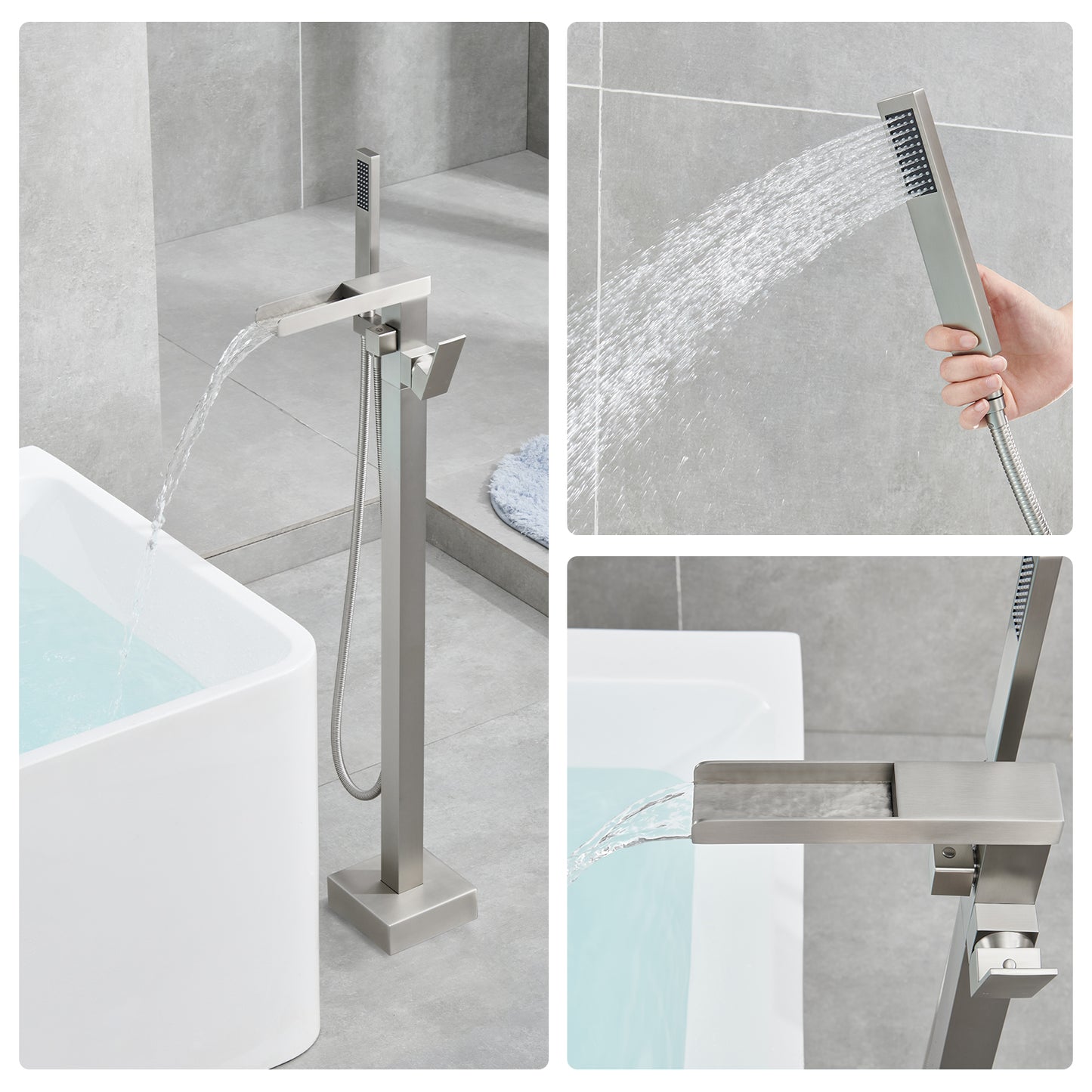 Single-Handle Free Standing Claw Foot Freestanding Tub Faucet with Handheld Shower in Chrome
