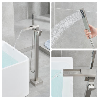 Single-Handle Free Standing Claw Foot Freestanding Tub Faucet with Handheld Shower in Chrome