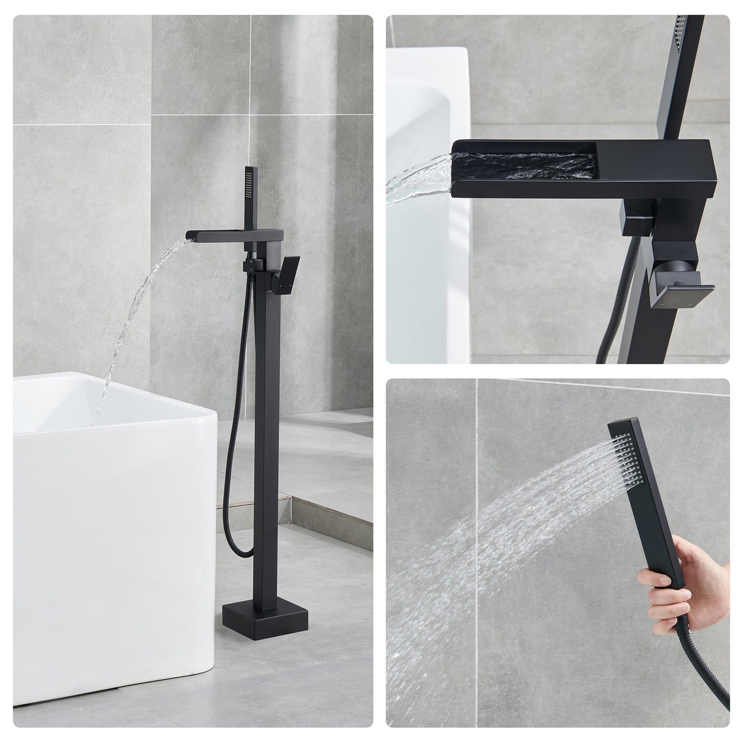 Single-Handle Free Standing Claw Foot Freestanding Tub Faucet with Handheld Shower in. matte black