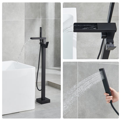 Single-Handle Free Standing Claw Foot Freestanding Tub Faucet with Handheld Shower in. matte black