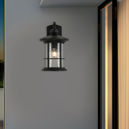 1 Waterproof Outdoor Wall Light, Clear Glass Sheet Outdoor Wall Light, Matte Black