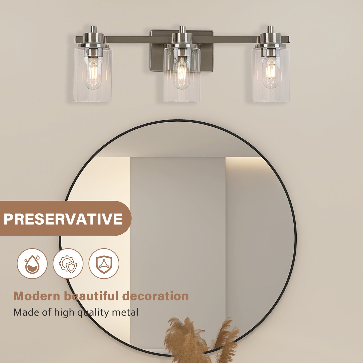 23-in 3-Light Brushed Nickel Led, Modern/Contemporary Vanity Light