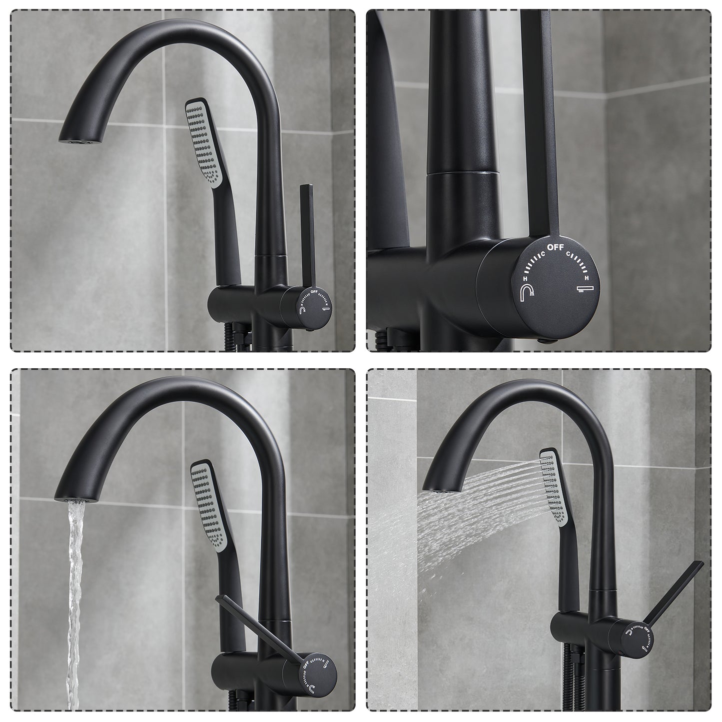 Single-Handle Freestanding Tub Faucet with Handheld Shower in. Matte Black